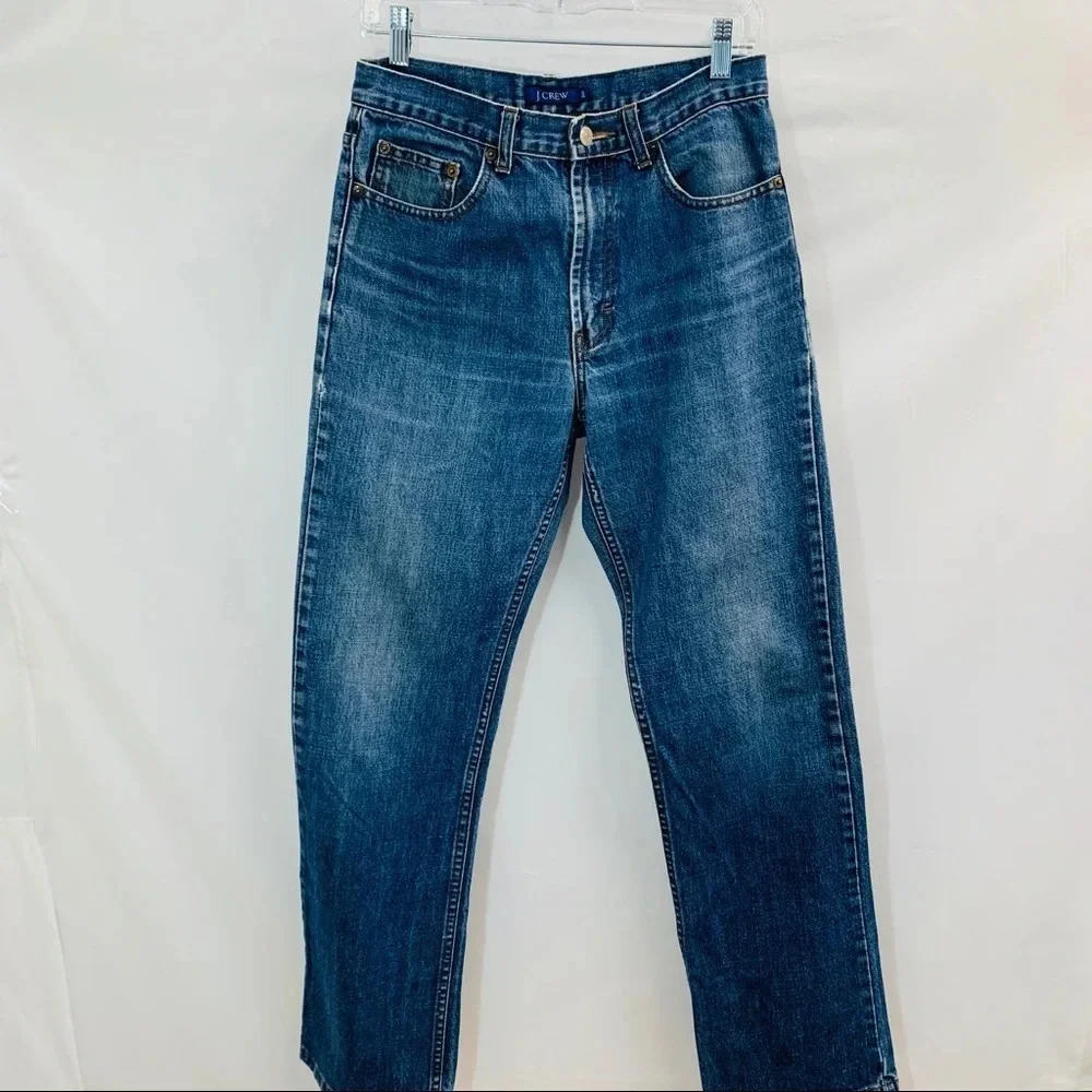 J Crew Mens Jeans 30 Straight Leg Cotton Blue Inseam 30 Blue Medium Wash Casual